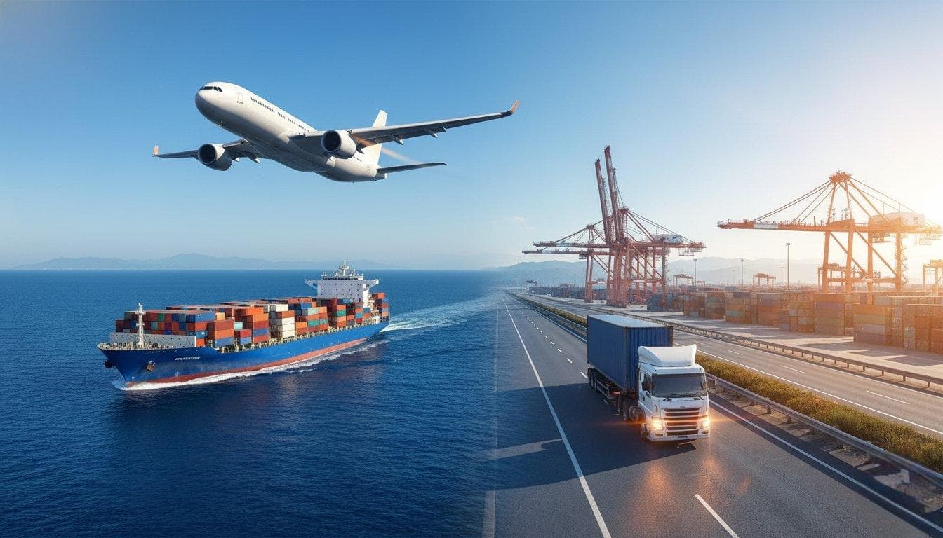 Air, sea and road shipping logistics